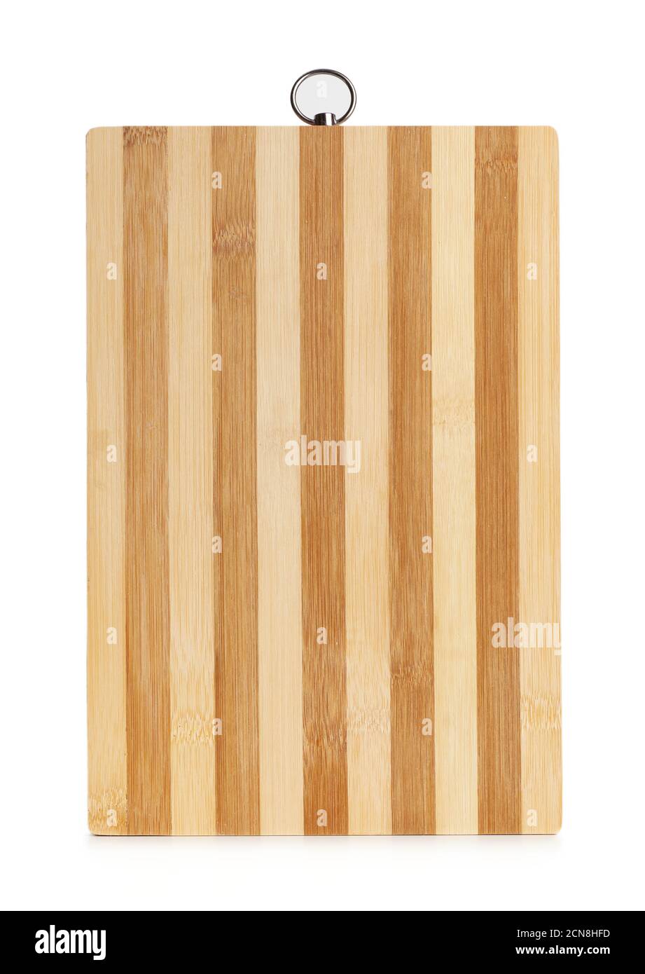 new rectangular striped kitchen cutting board isolated on white background Stock Photo