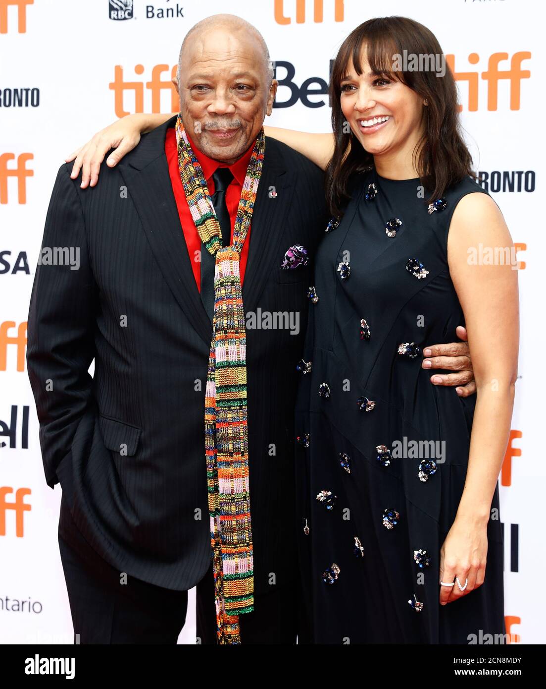 Music producer Quincy Jones poses with his daughter, director Rashida