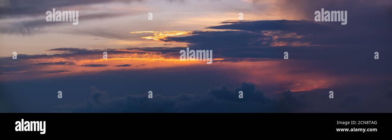 Sunset sky with clouds  panorama Stock Photo