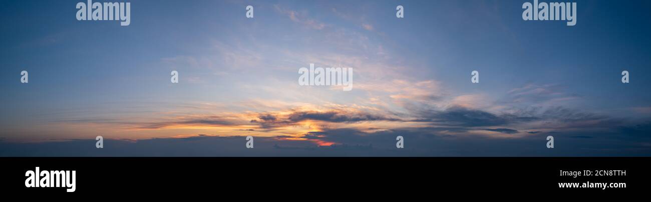 Sunset sky with clouds panorama Stock Photo - Alamy