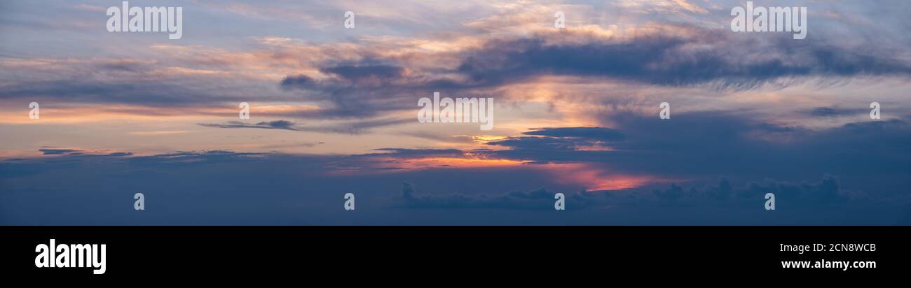 Sunset sky with clouds panorama Stock Photo - Alamy