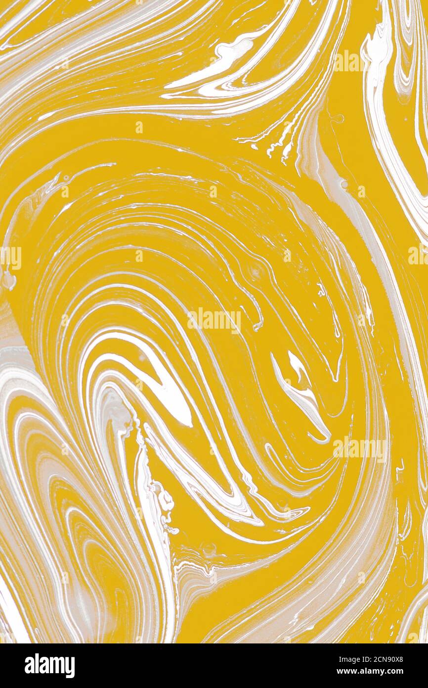 abstract yellow marble background, swirls texture pattern. Stock Photo
