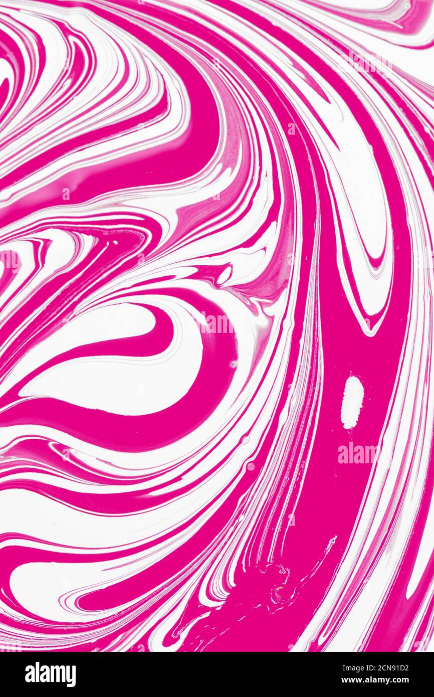 Pink colorful liquid waves ink texture background. Red fluid marble pattern Stock Photo