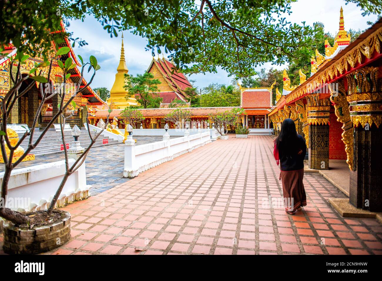 Wat Wang Kham temples in Khao Wong, Landmark in Kalasin province Thailand Stock Photo