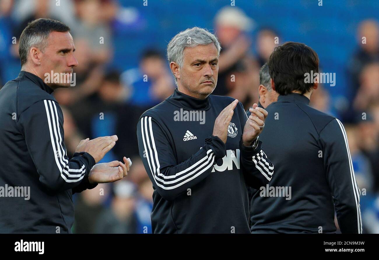 Soccer Football - Premier League - Brighton & Hove Albion v Manchester United - The American Express Community Stadium, Brighton, Britain - May 4, 2018   Manchester United manager Jose Mourinho during the warm up before the match    REUTERS/Eddie Keogh    EDITORIAL USE ONLY. No use with unauthorized audio, video, data, fixture lists, club/league logos or 'live' services. Online in-match use limited to 75 images, no video emulation. No use in betting, games or single club/league/player publications.  Please contact your account representative for further details. Stock Photo