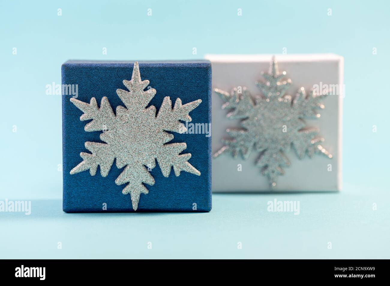 Abstract Christmas composition with snowflakes. Stock Photo