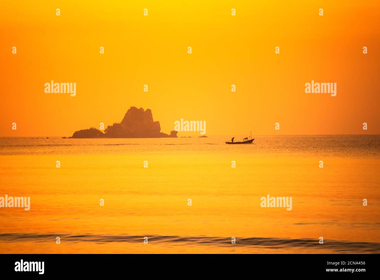 Early morning beautiful seascape, sunrise over sea. Stock Photo