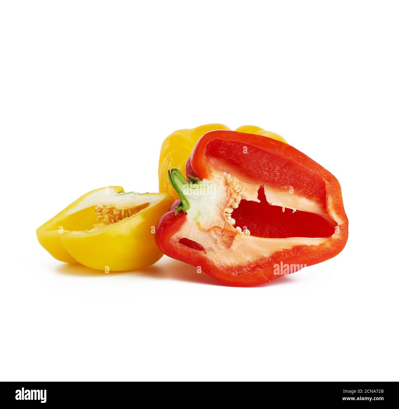 red and yellow sweet peppers isolated on white background Stock Photo ...