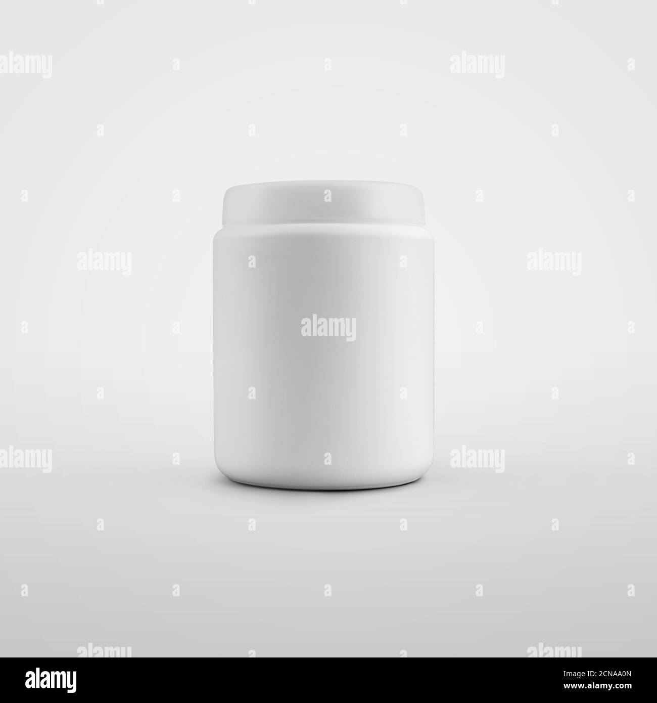 Mockup white pill jar with realistic shadows standing on background. Healthy supplement or lotion packaging template. Plastic bottle for advertising i Stock Photo
