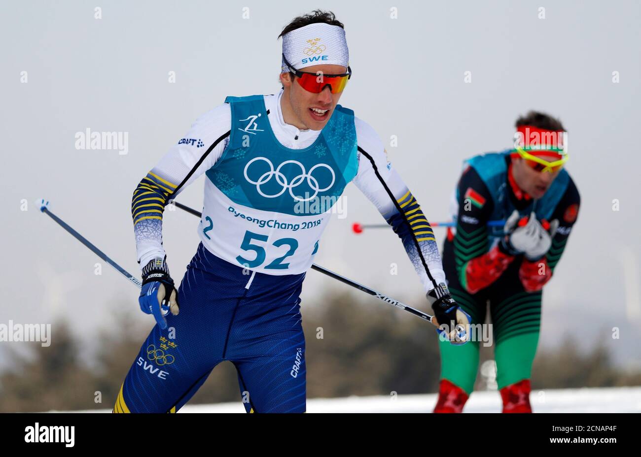 Cross-Country Skiing - Pyeongchang 2018 Winter Olympics - Men’s 15km Free - Alpensia Cross-Country Skiing Centre - Pyeongchang, South Korea - February 16, 2018 - Marcus Hellner of Sweden competes. REUTERS/Murad Sezer Stock Photo