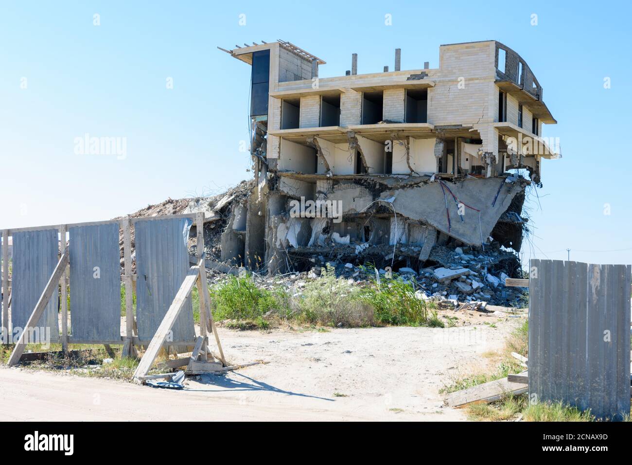 Demolition of an illegally built hotel complex Stock Photo
