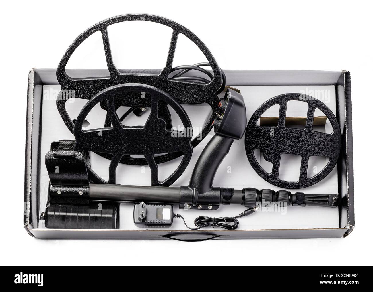 Metal detector parts isolated on white background Stock Photo Alamy