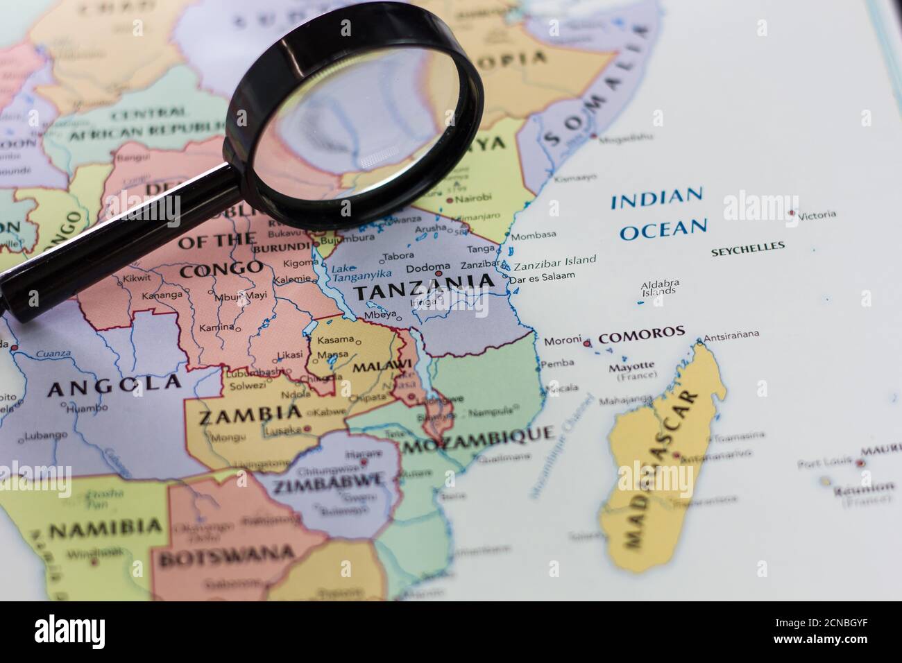 Tanzania On The Map Of The World Or Atlas Stock Photo Alamy Tanzania On The Map Of The World Or Atlas 2CNBGYF