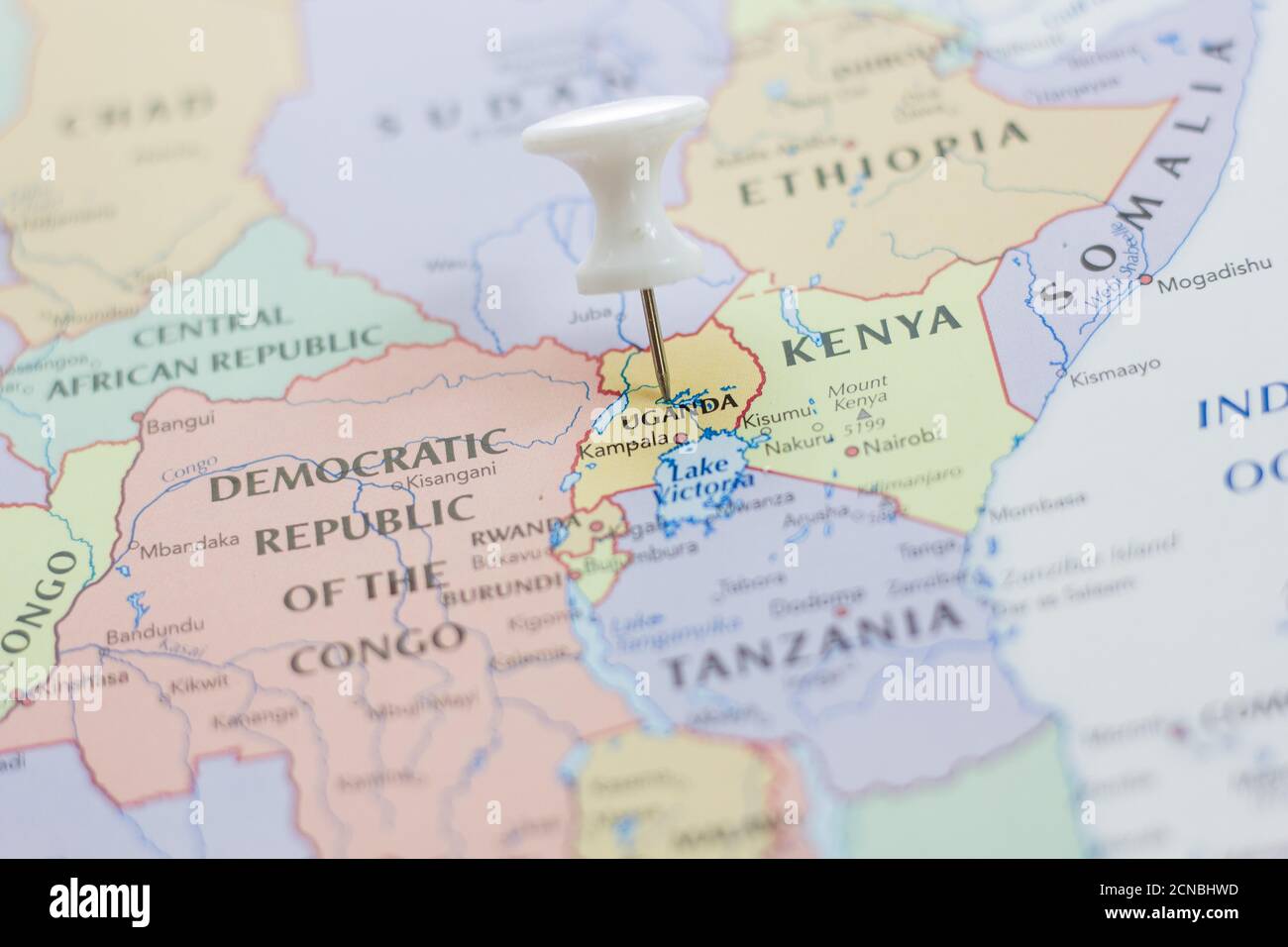 Uganda on the map of the world or atlas Stock Photo Alamy