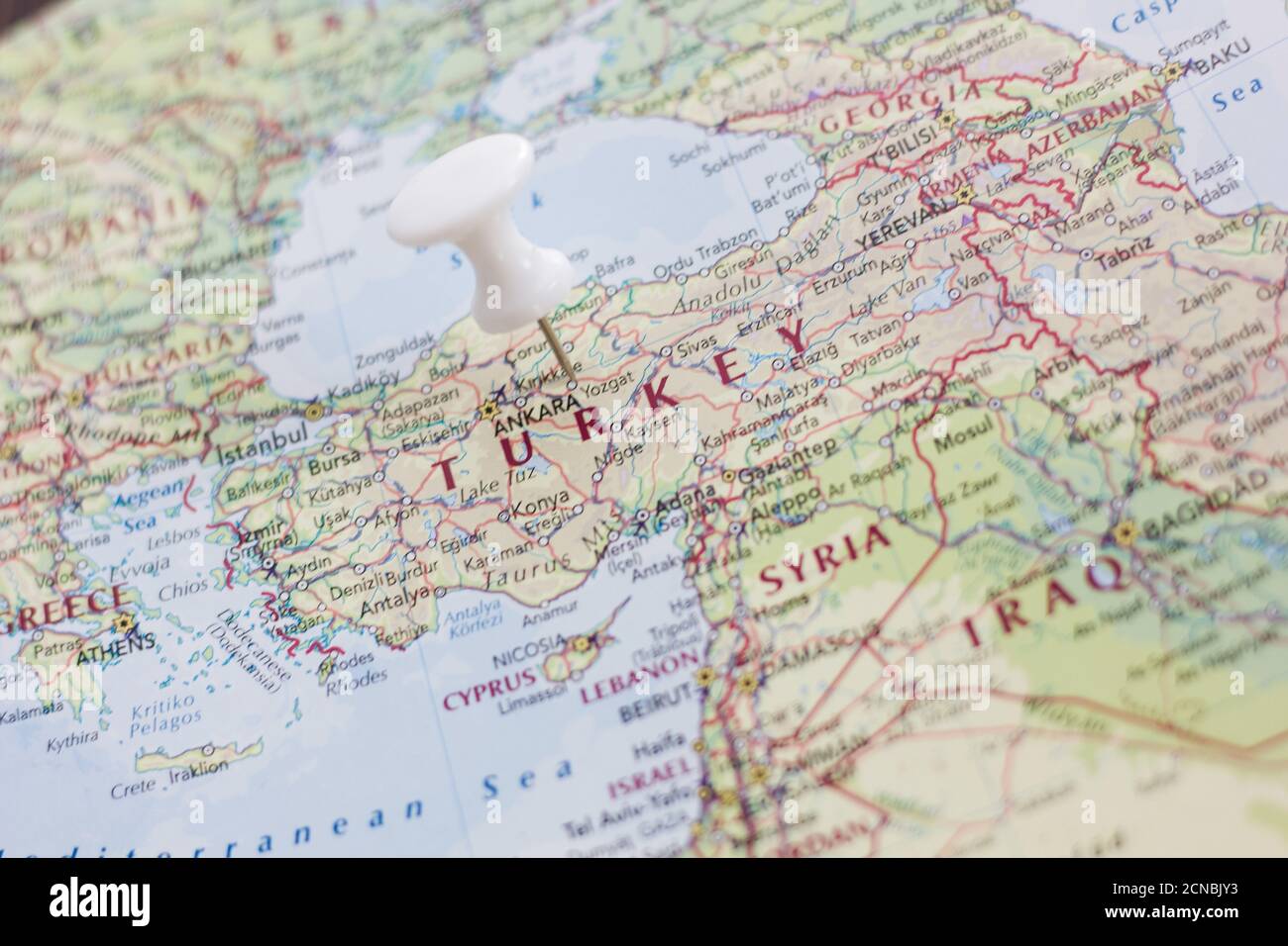 Turkey on the map of the world or atlas Stock Photo - Alamy