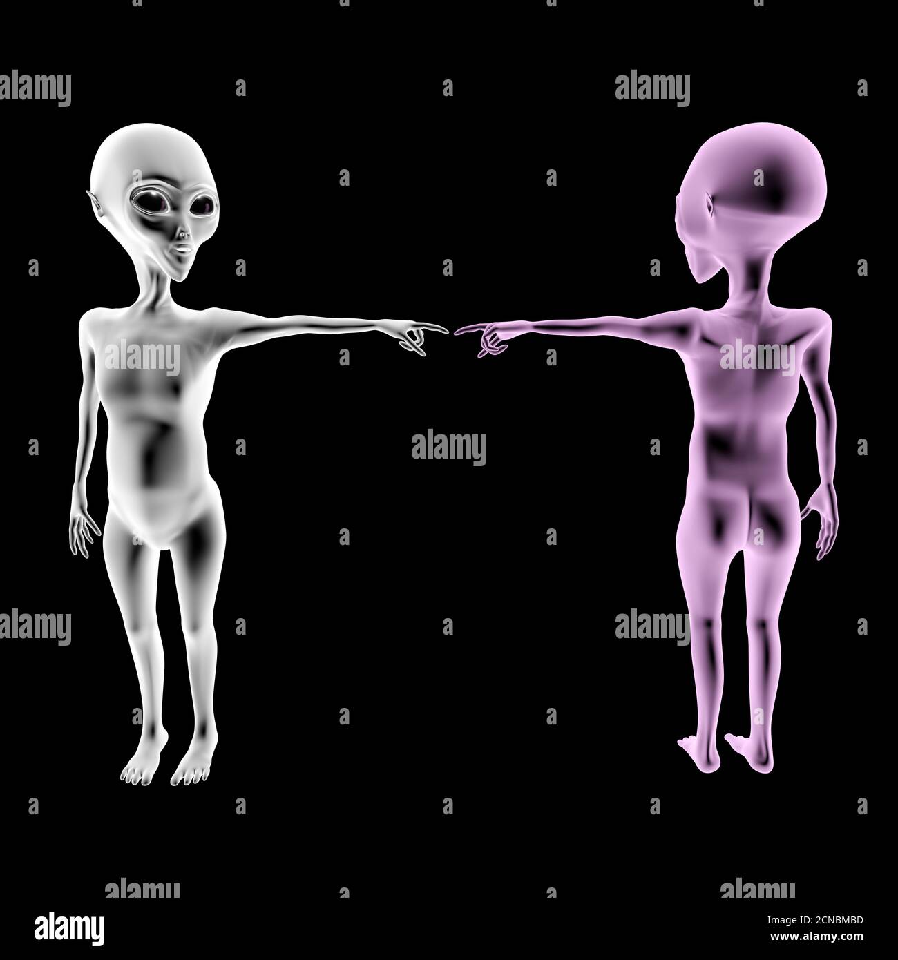 aliens posing in the dark 3d illustration Stock Photo