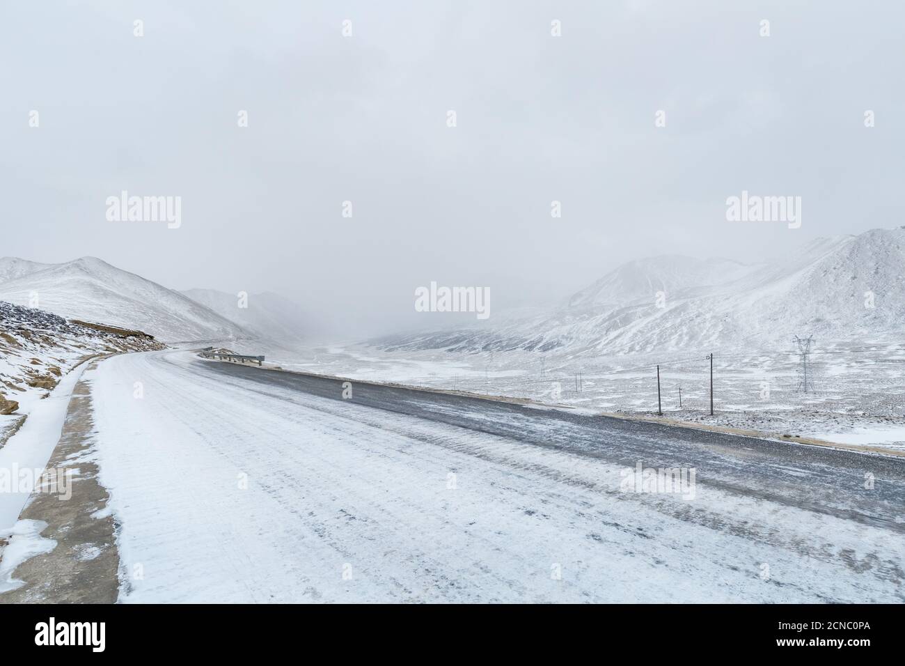 road in snowy weather Stock Photo