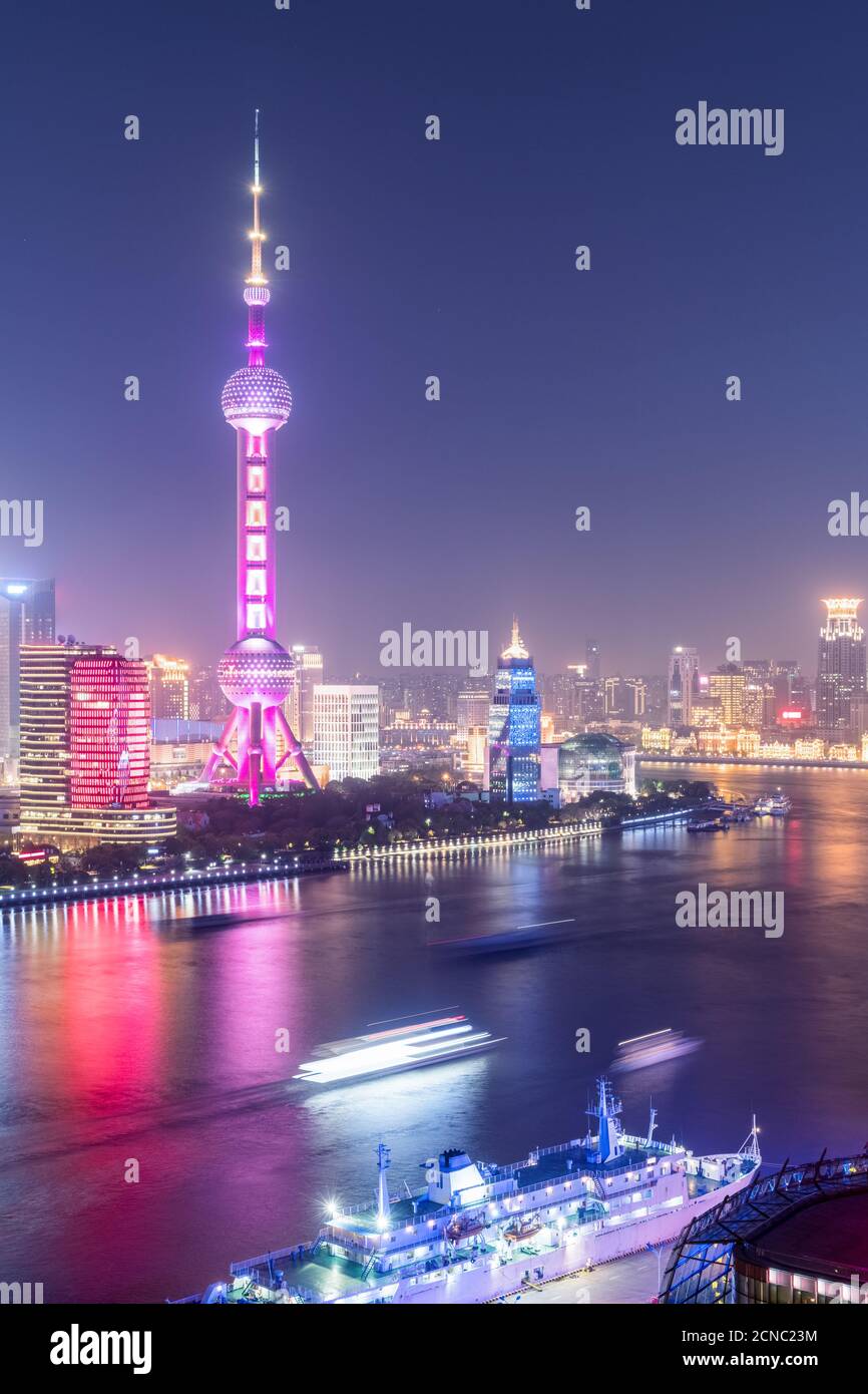 shanghai cityscape at night Stock Photo