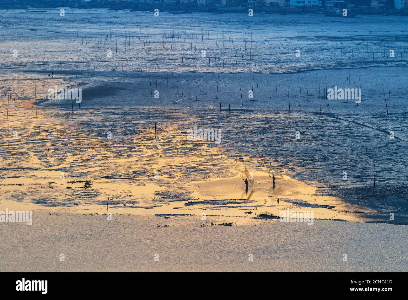 xiapu tidal flats landscape in early morning Stock Photo