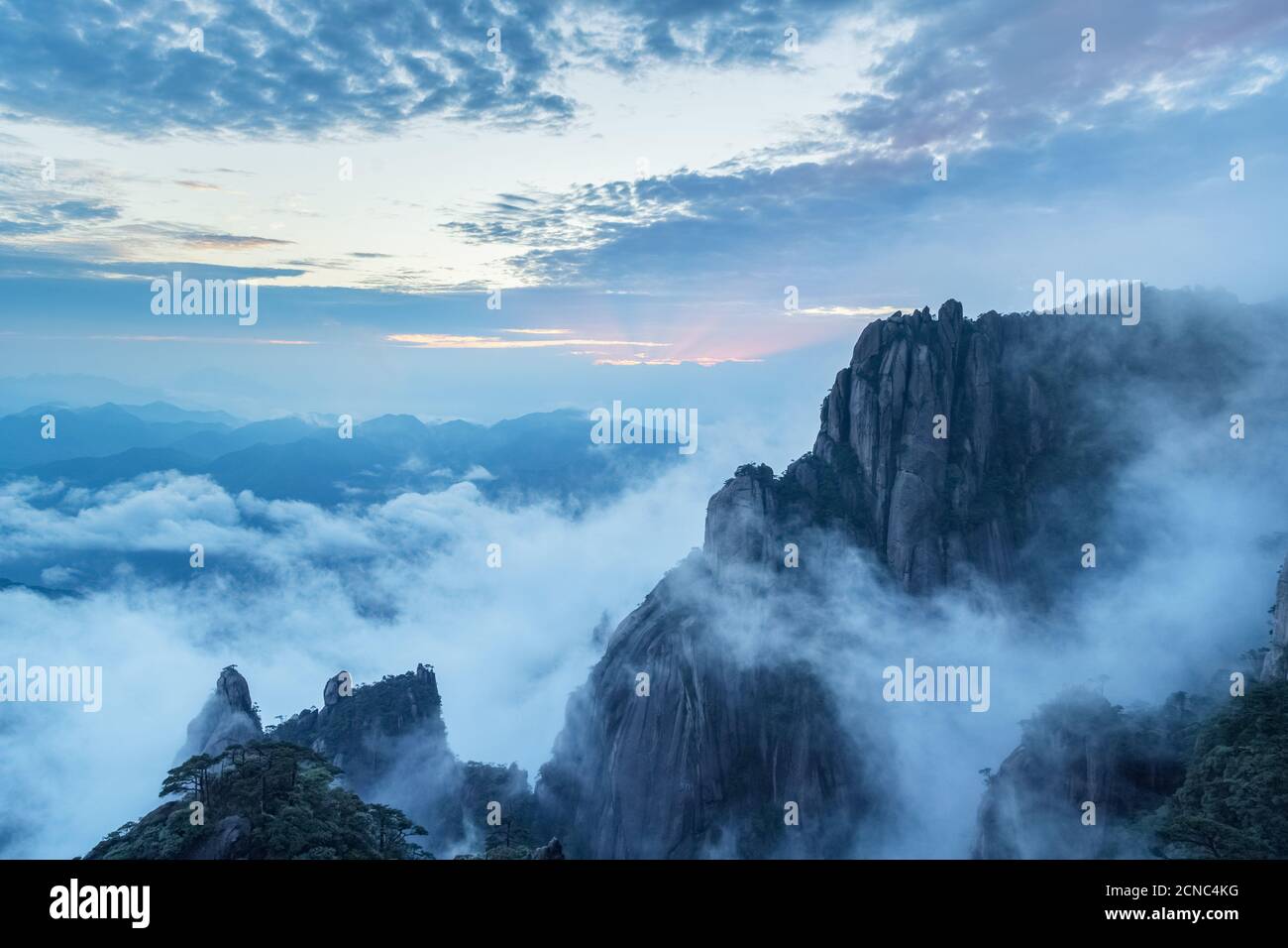 mount sanqing in sunset Stock Photo