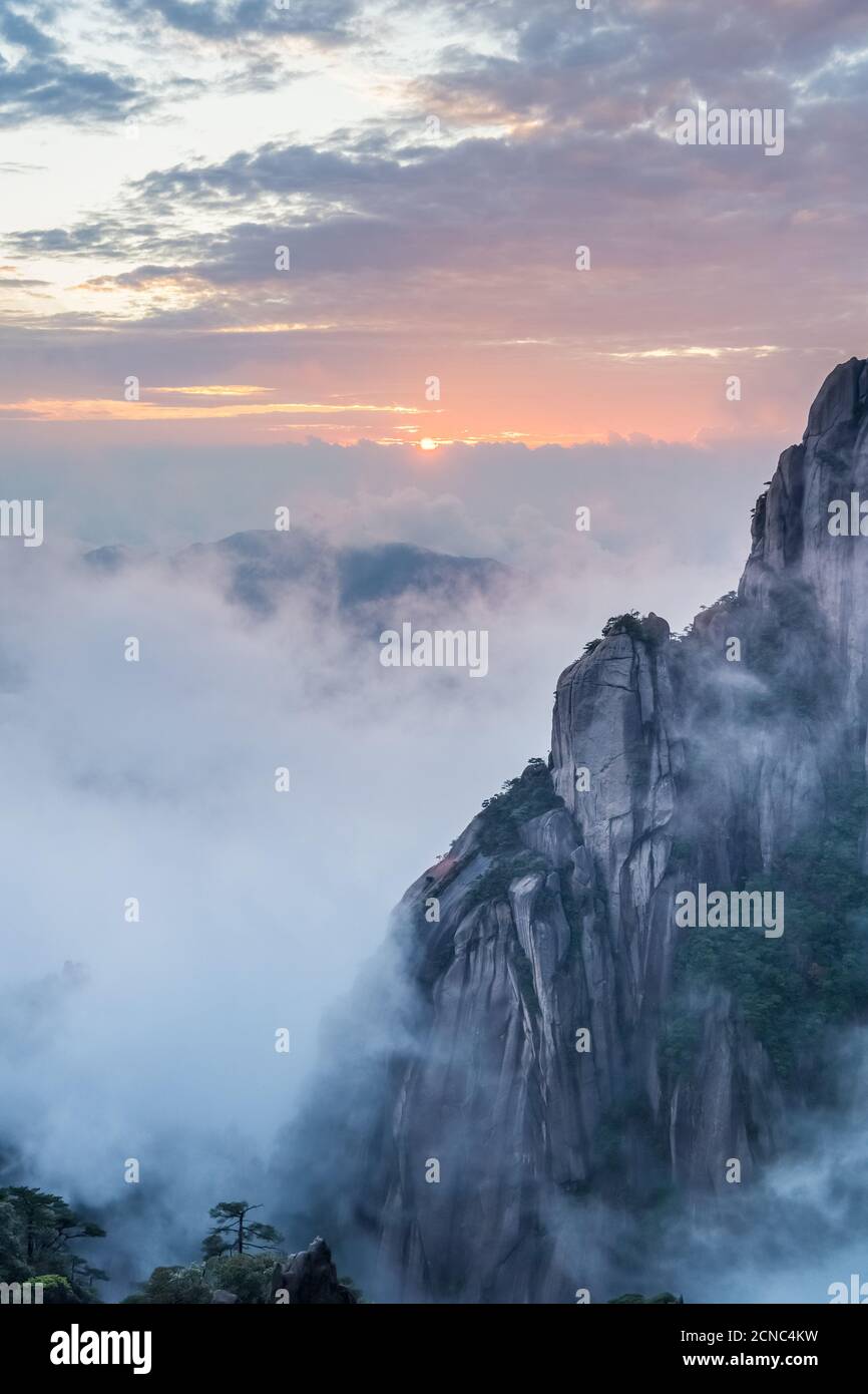 mount sanqing in sunset Stock Photo