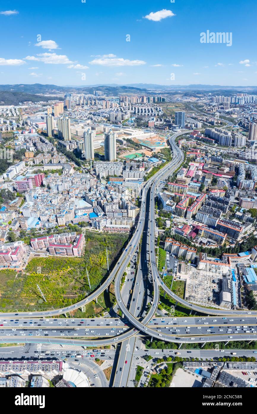 city road interchange and viaduct Stock Photo