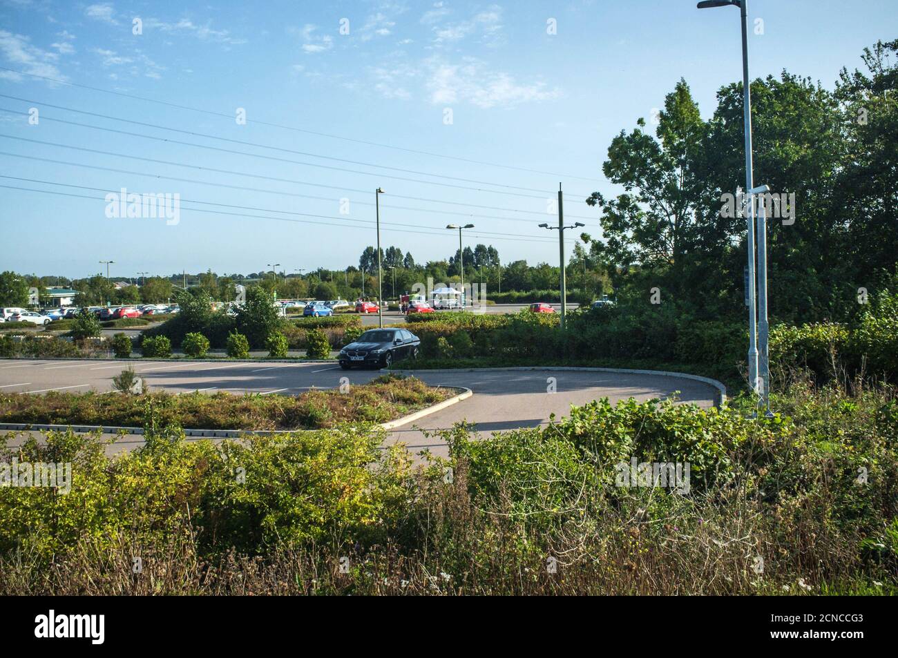 September 18th 2020 Oxford Parkway car park which is usually full by mid-morning during the week days, suggesting that many commuters are working from home. The testing station entrance can be seen in the background. Bridget Catterall/Alamy Live News Stock Photo