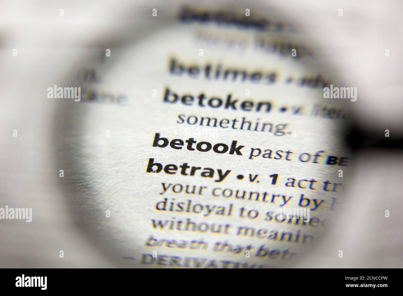 The word or phrase Betook in a dictionary Stock Photo