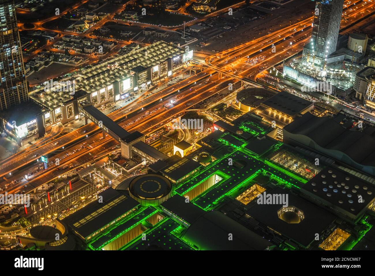 Dubai night view seen from the observation deck of Burj Khalifa Stock Photo