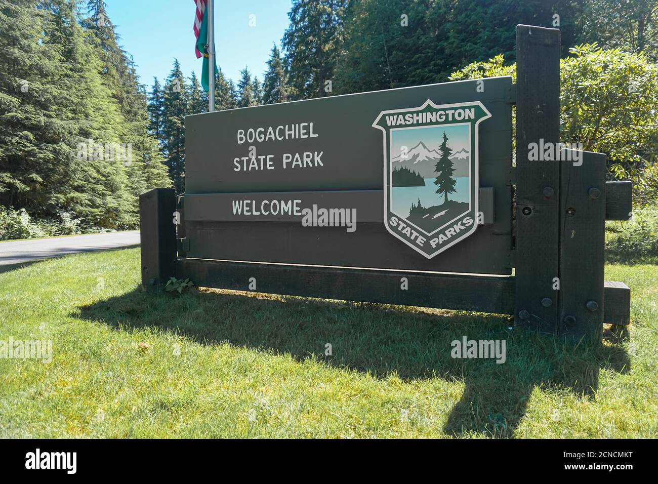 FORKS, WASHINGTON, UNITED STATES Aug 06, 2020 The wooden entrance