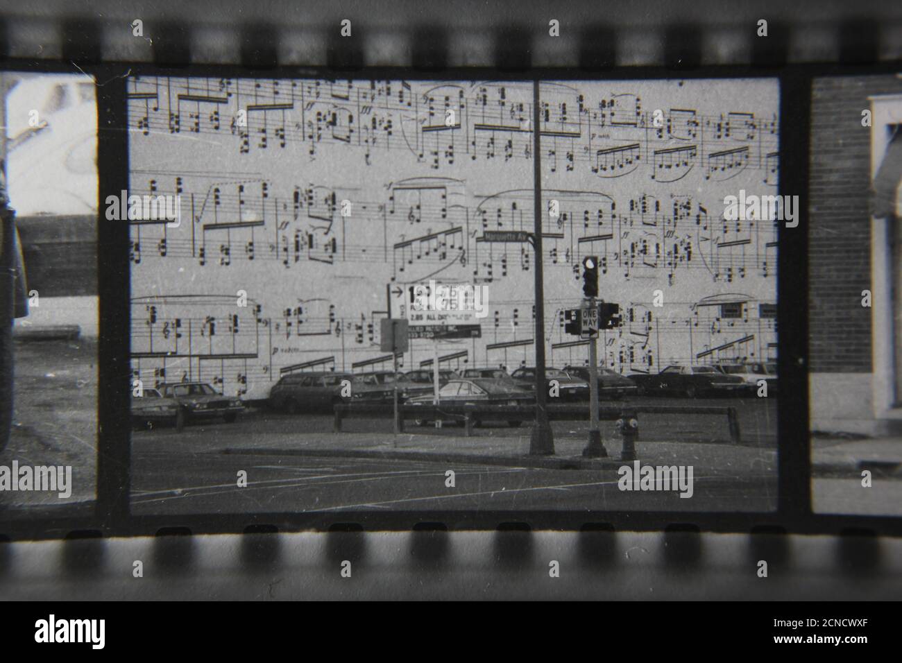 Fine 1970s vintage black and white photography of the famous mural