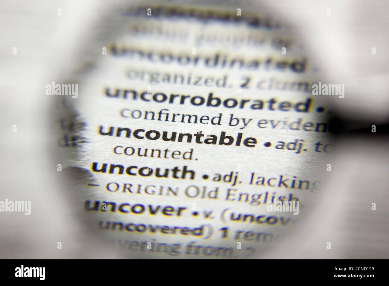 The word or phrase Uncountable in a dictionary Stock Photo Alamy