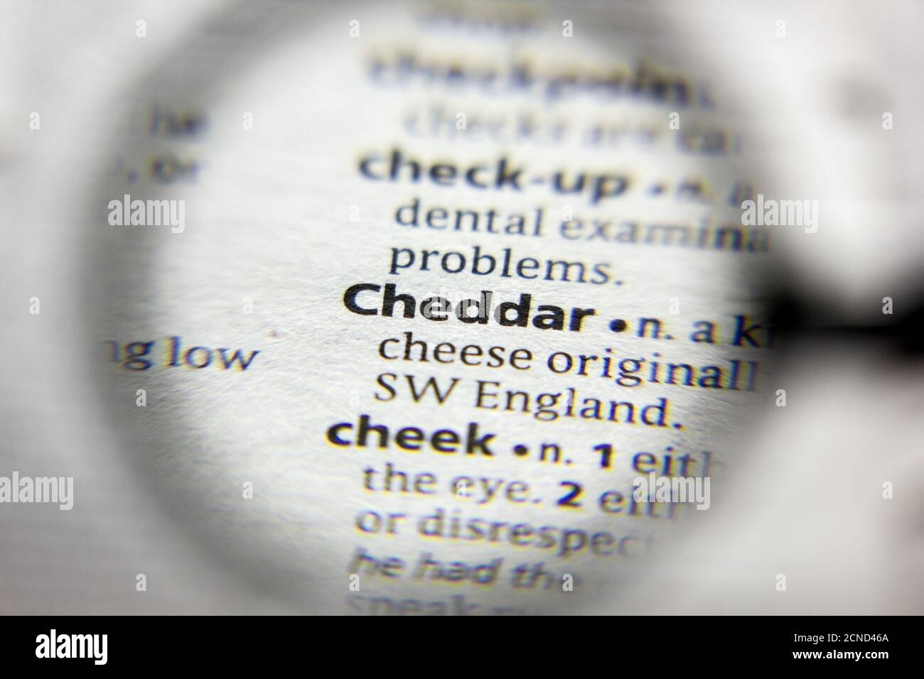 The word or phrase Cheddar in a dictionary Stock Photo - Alamy