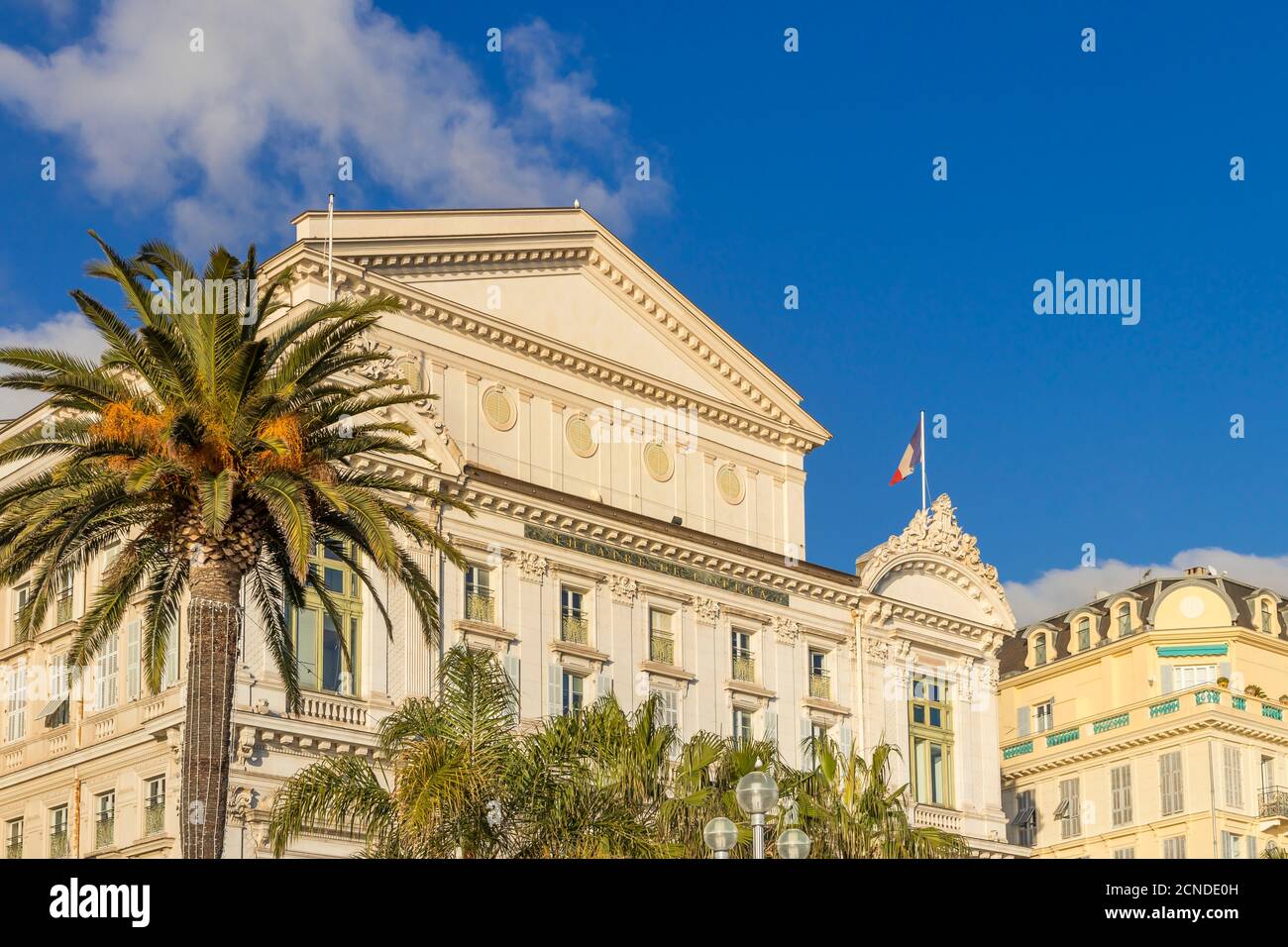 Facade of the Opera House at Promenade des Anglais, Nice, Alpes Maritimes, Cote d'Azur, French Riviera, Provence, France, Europe Stock Photo