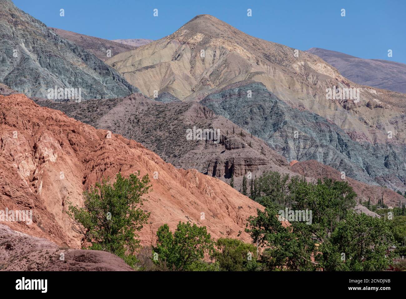The village of Purmamarca, at the base of Seven Colors Hill, Jujuy province of northwest Argentina Stock Photo