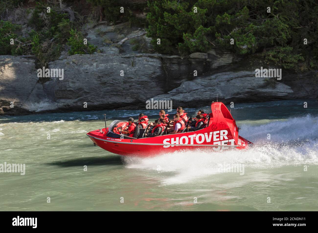 Shotover Jetboat, Shotover River, Queenstown, Otago, South Island, New Zealand, Pacific Stock Photo