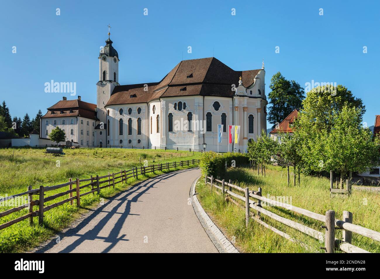 Pilgrimage Church Wieskirche, Steingaden, Romantic Road, Pfaffenwinkel, Upper Bavaria, Germany, Europe Stock Photo