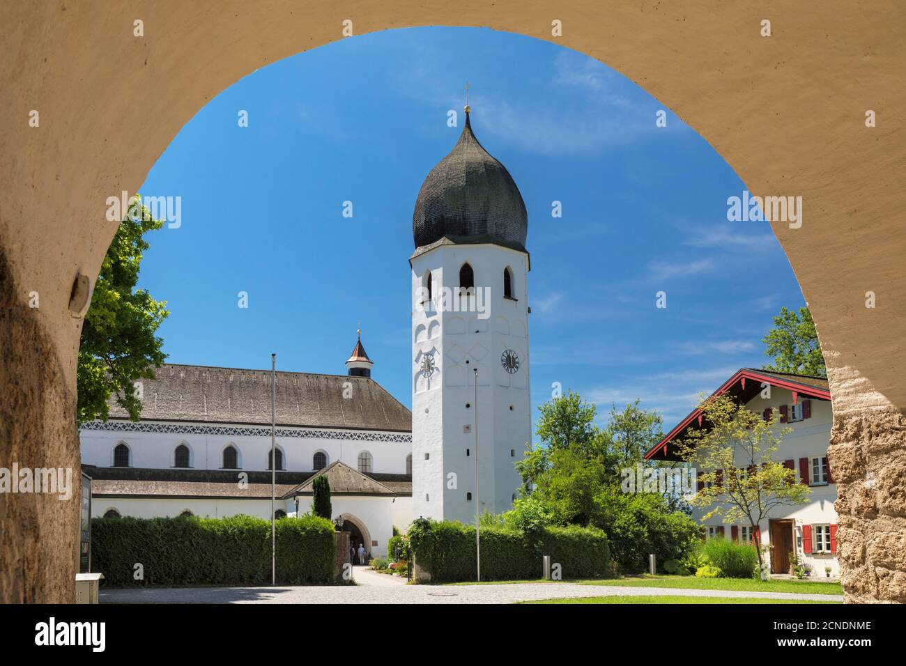 Frauenwoerth Monastery, Fraueninsel Island, Lake Chiemsee, Upper Bavaria, Germany, Europe Stock Photo