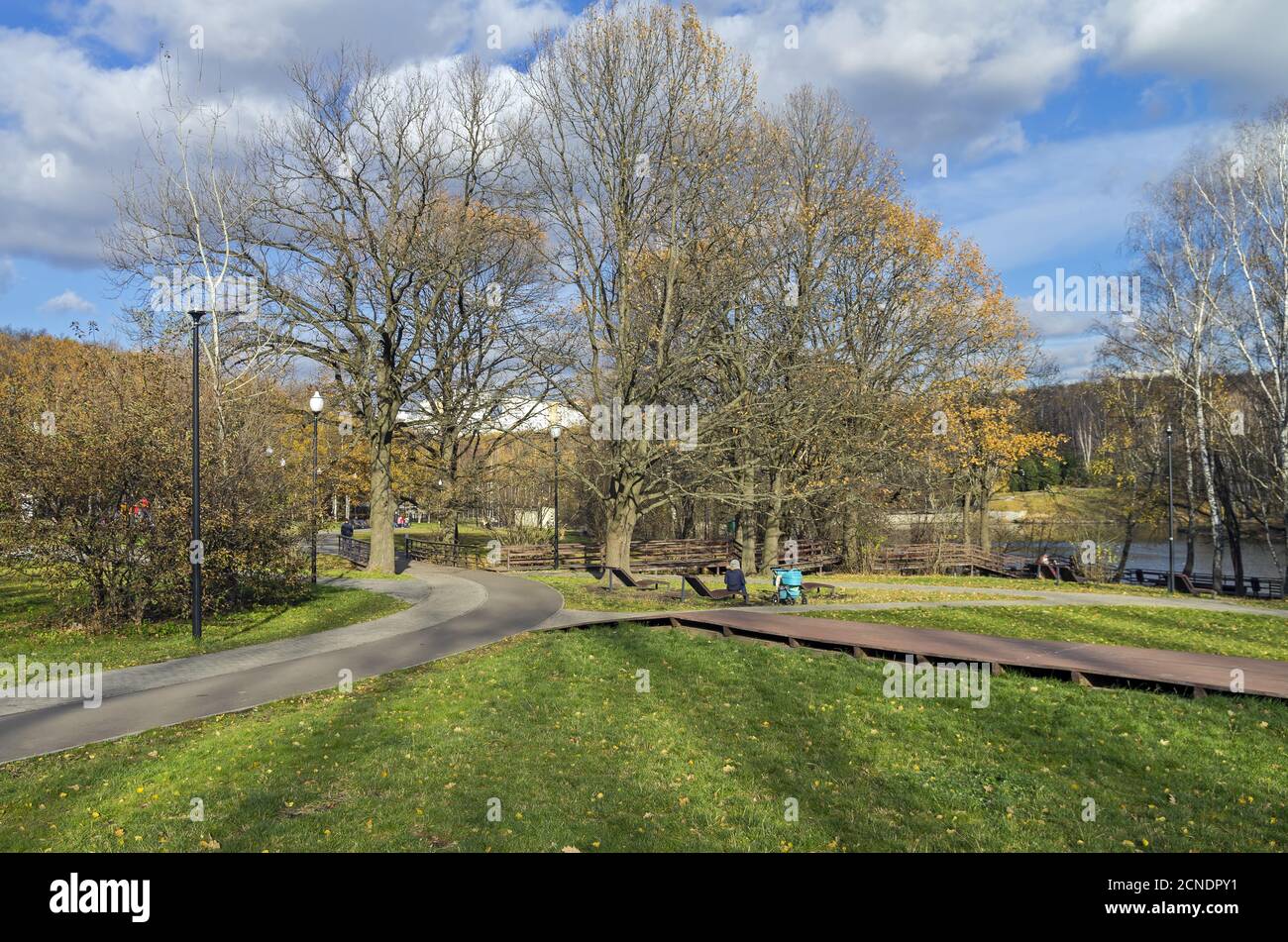 Footpaths in the park. October Stock Photo