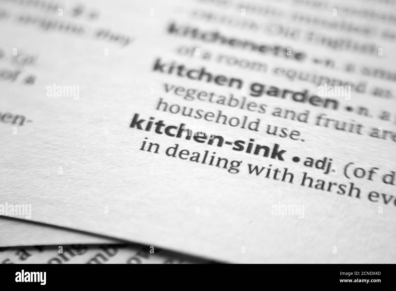 Word or phrase Kitchensink in a dictionary Stock Photo Alamy