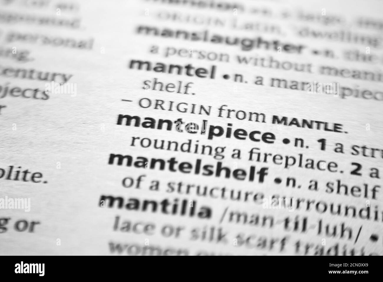 Word or phrase Mantelpiece in a dictionary Stock Photo Alamy