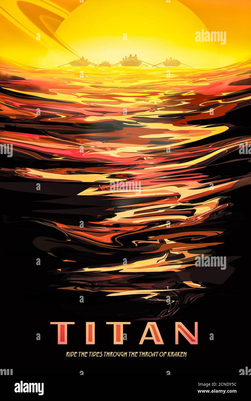 Titan: Visions of the Future space travel posters created by NASA,s Jet Propulsion Laboratory. Stock Photo