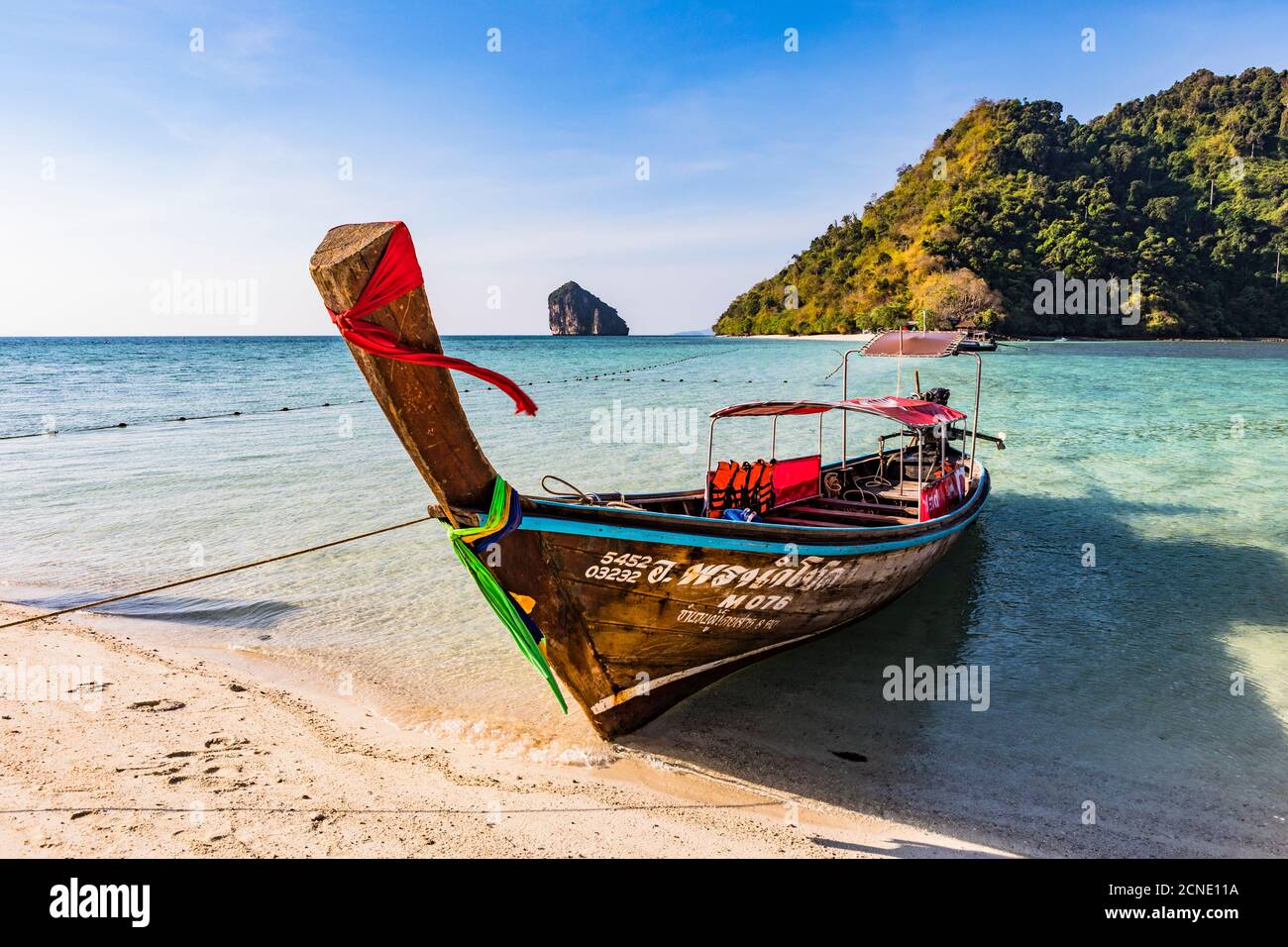 Longtail boats on Tup Island, Krabi Province, Thailand, Southeast Asia, Asia Stock Photo