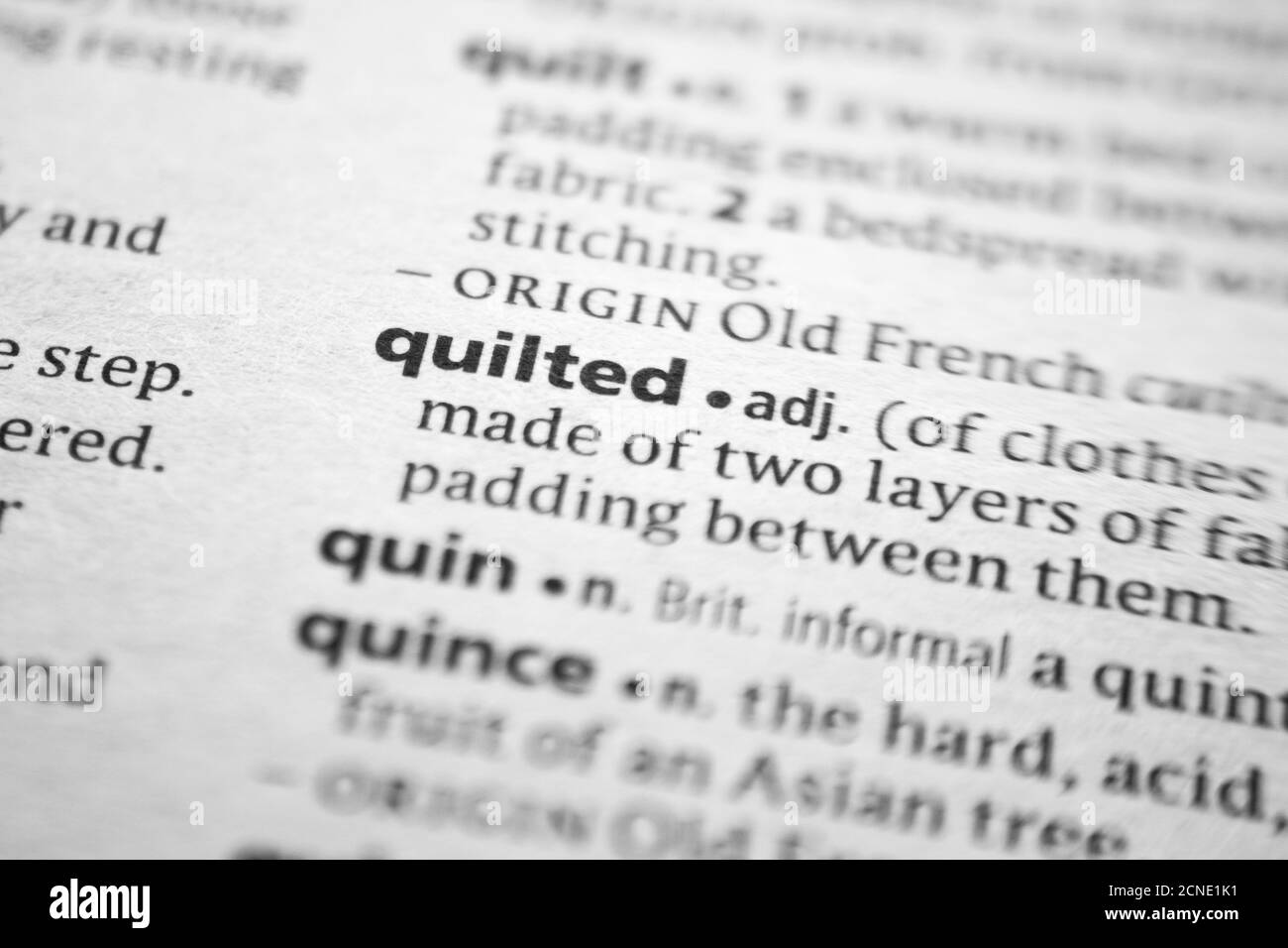 Word or phrase Quilted in a dictionary Stock Photo Alamy