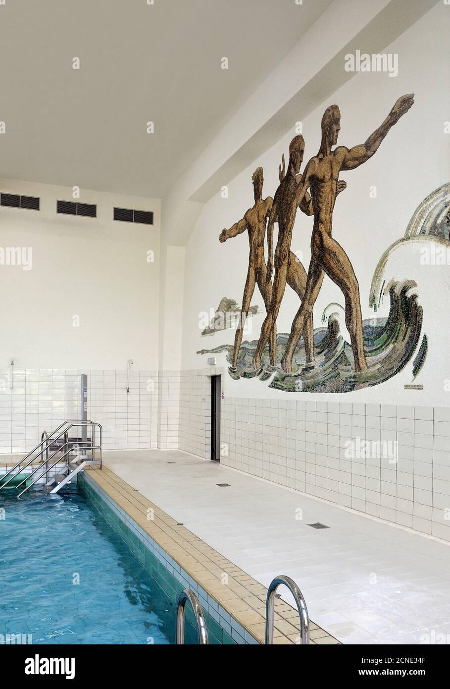 Former NS-Ordensburg Vogelsang, marble plaster mosaic of the swimming pool, Schleiden, Germany Stock Photo