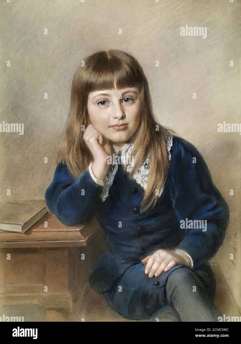 Decker Georg - Portrait of a Girl of the Habsburg Family - Hungarian School - 19th  Century Stock Photo