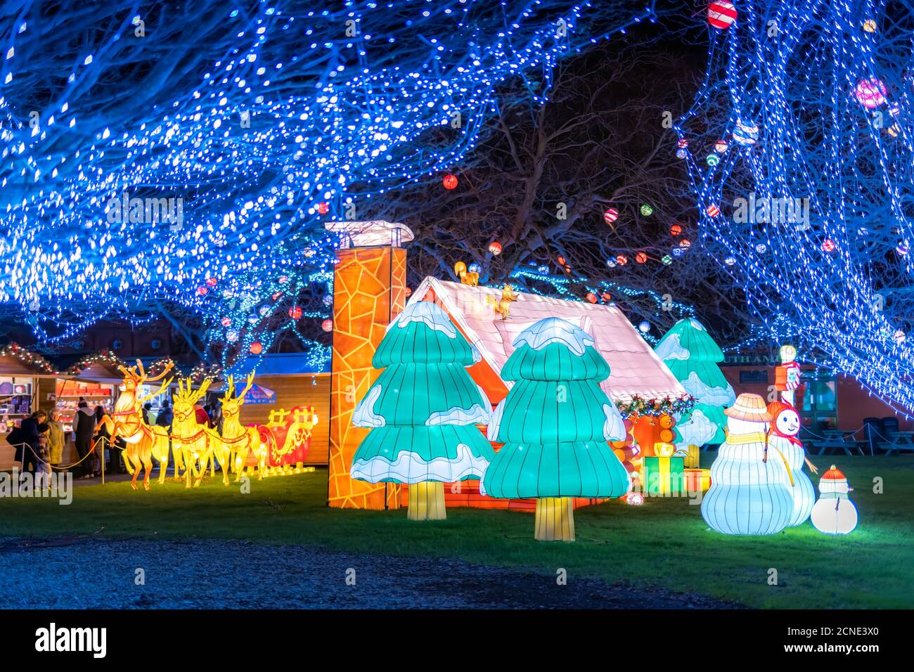 Wild lights at Dublin zoo. Light display of Christmas market and Santa