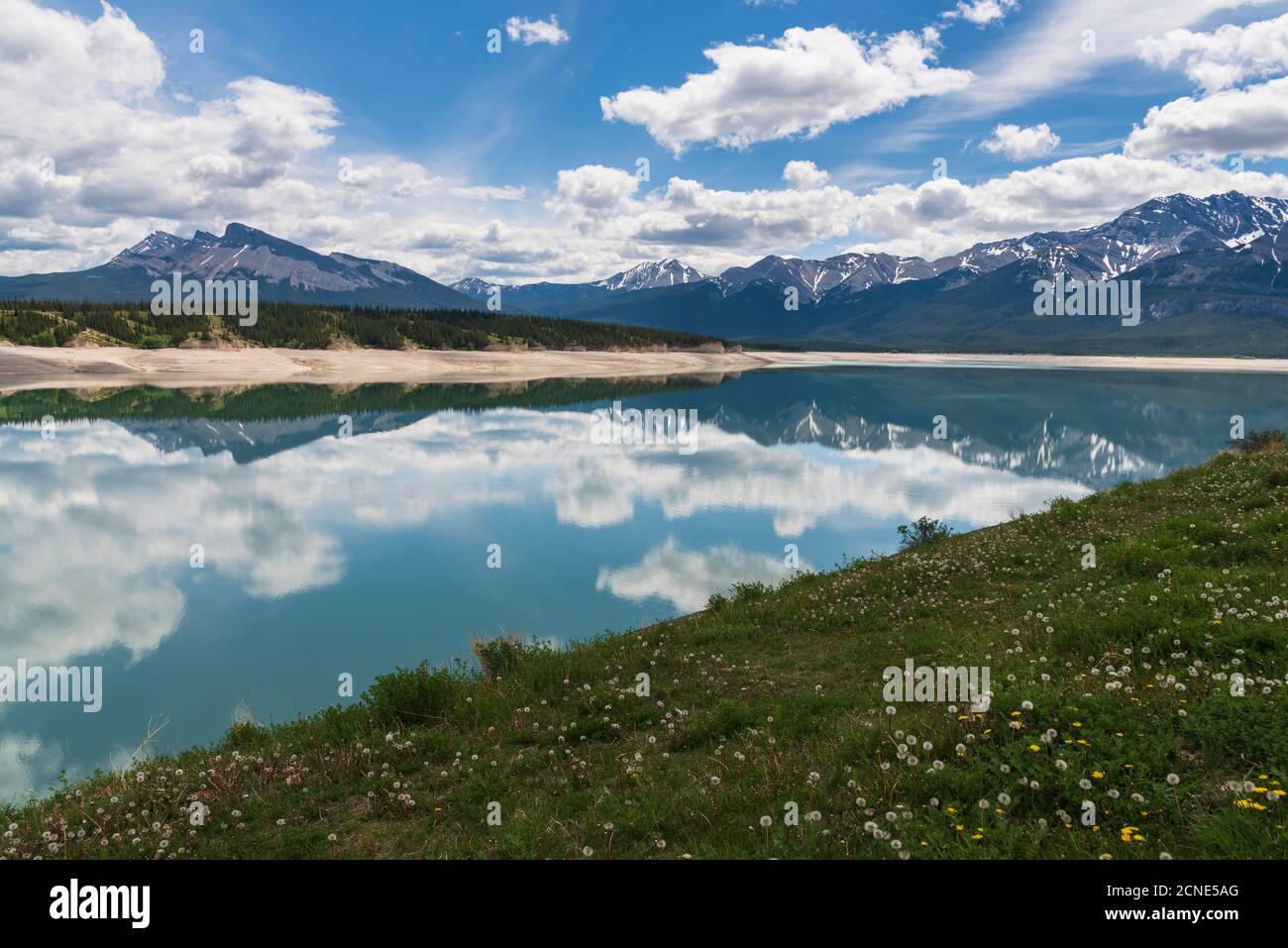 Abraham Lake in Spring, Banff National Park and Kootenay Plains, Alberta, Canadian Rockies, Canada Stock Photo