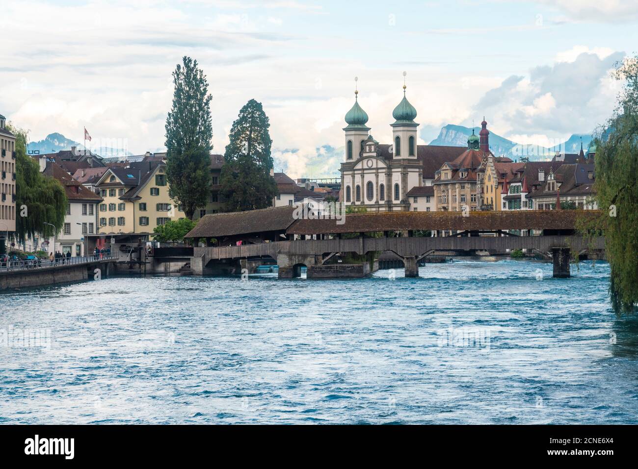 Reuss River With The Spreuer Bridge And Jesuit Church, Lucerne (luzern 