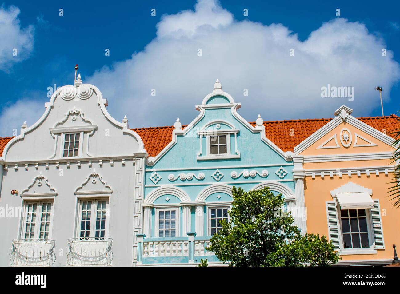 Architecture, detail of buildings, Oranjestad, Aruba, ABC Islands, Dutch Antilles, Caribbean, Central America Stock Photo